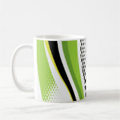 Abstracte groene witte en zwarte curve koffiemok (Links)