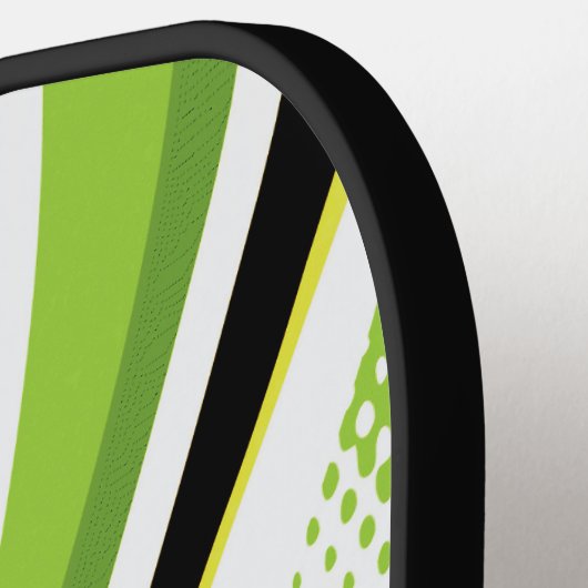 Abstracte groene witte en zwarte curve pickleball paddle (Links Detail)