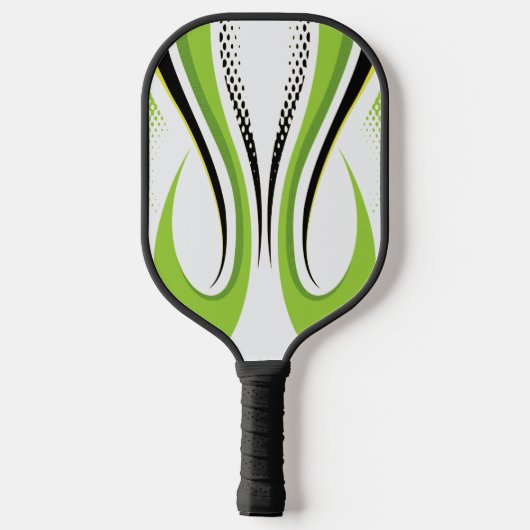 Abstracte groene witte en zwarte curve pickleball paddle (Achterkant)