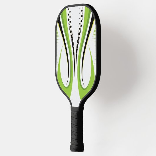 Abstracte groene witte en zwarte curve pickleball paddle (Links)