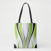 Abstracte groene witte en zwarte curve tote bag (Voorkant)