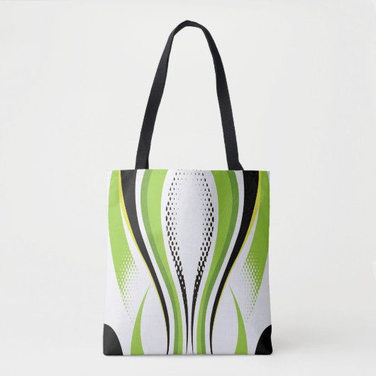 Abstracte groene witte en zwarte curve tote bag (Voorkant)