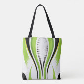 Abstracte groene witte en zwarte curve tote bag (Achterkant)