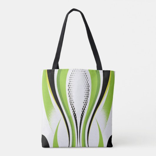 Abstracte groene witte en zwarte curve tote bag (Achterkant)