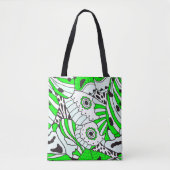 Abstracte groene witte vlindervleugel tote bag (Voorkant)