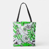 Abstracte groene witte vlindervleugel tote bag (Achterkant)