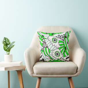 Abstracte groene witte zwarte vlindervleugel kussen