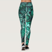 Abstracte groene zwart-witte Leggings (Achterkant)
