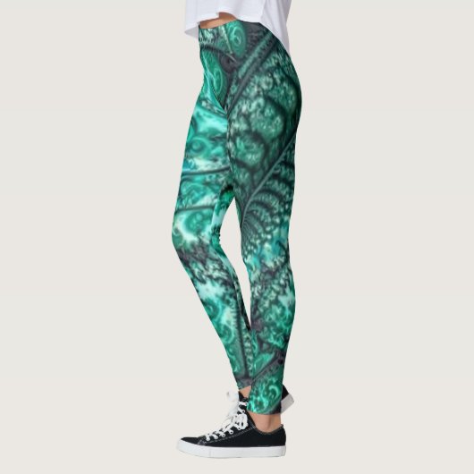 Abstracte groene zwart-witte Leggings (Links)