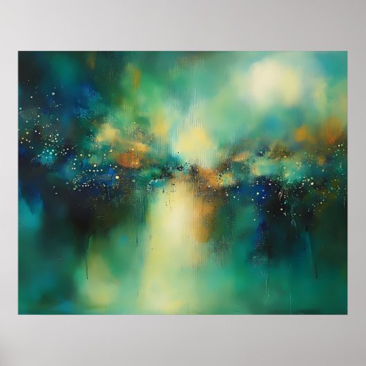 Abstracte Groenen en Blues Moderne schilderkunst Poster (Voorkant)