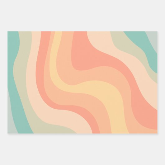  Abstracte Groovy Waves Bohemian Boho Art Inpakpapier Vel (Voorkant)