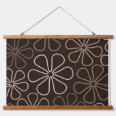 Abstracte grote bloemcontouren Browns & Creams Hangend Wandkleed (Voorkant)