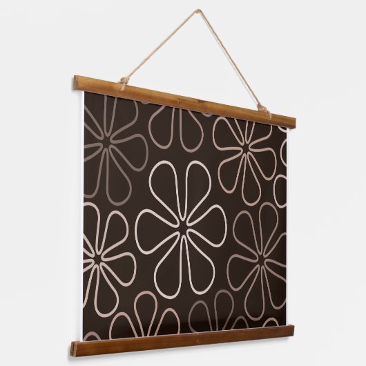 Abstracte grote bloemcontouren Browns & Creams Hangend Wandkleed (Gebogen)