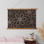 Abstracte grote bloemcontouren Browns & Creams Hangend Wandkleed (Slaapkamer)