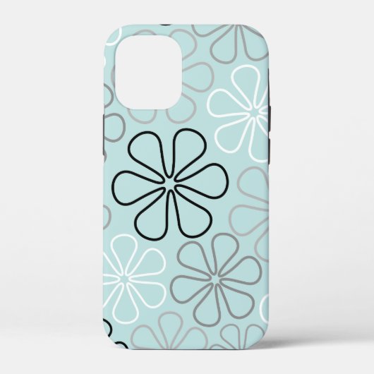 Abstracte grote bloemcontouren BWG + eendenei blau Case-Mate iPhone Case (Achterkant)