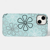 Abstracte grote bloemcontouren BWG + eendenei blau Case-Mate iPhone Case (Achterkant (horizontaal))