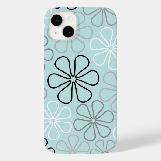 Abstracte grote bloemcontouren BWG + eendenei blau Case-Mate iPhone Case (Achterkant)