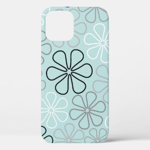 Abstracte grote bloemcontouren BWG + eendenei blau Case-Mate iPhone Case