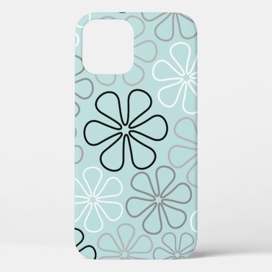 Abstracte grote bloemcontouren BWG + eendenei blau Case-Mate iPhone Case (Achterkant)