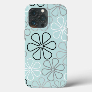 Abstracte grote bloemcontouren BWG + eendenei blau Case-Mate iPhone Case
