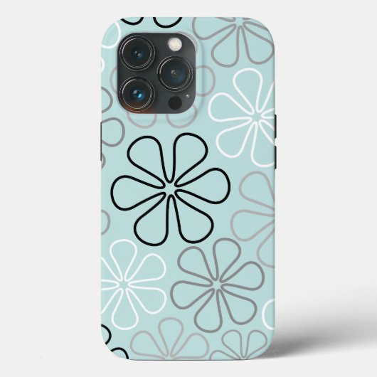 Abstracte grote bloemcontouren BWG + eendenei blau Case-Mate iPhone Case (Achterkant)