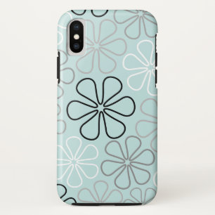 Abstracte grote bloemcontouren BWG + eendenei blau Case-Mate iPhone Case