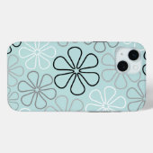 Abstracte grote bloemcontouren BWG + eendenei blau Case-Mate iPhone Case (Achterkant (horizontaal))