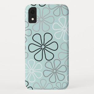 Abstracte grote bloemcontouren BWG + eendenei blau Case-Mate iPhone Case
