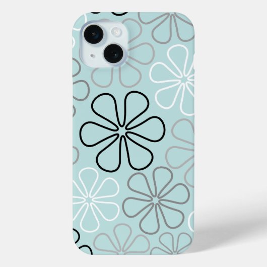 Abstracte grote bloemcontouren BWG + eendenei blau Case-Mate iPhone Case (Achterkant)