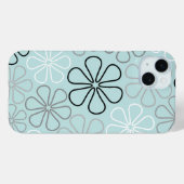 Abstracte grote bloemcontouren BWG + eendenei blau Case-Mate iPhone Case (Achterkant (horizontaal))