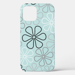 Abstracte grote bloemcontouren BWG + eendenei blau Case-Mate iPhone Case