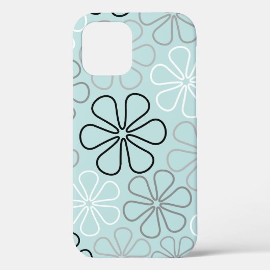 Abstracte grote bloemcontouren BWG + eendenei blau Case-Mate iPhone Case (Achterkant)