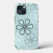 Abstracte grote bloemcontouren BWG + eendenei blau Case-Mate iPhone Case (Achterkant)