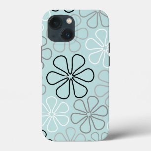 Abstracte grote bloemcontouren BWG + eendenei blau Case-Mate iPhone Case