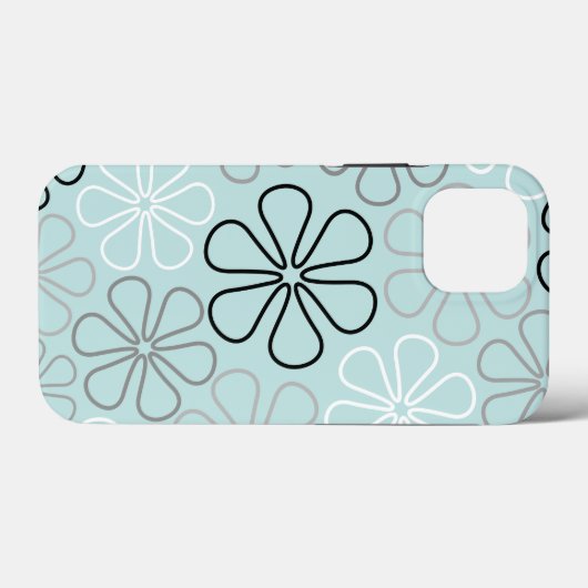 Abstracte grote bloemcontouren BWG + eendenei blau Case-Mate iPhone Case (Achterkant (horizontaal))
