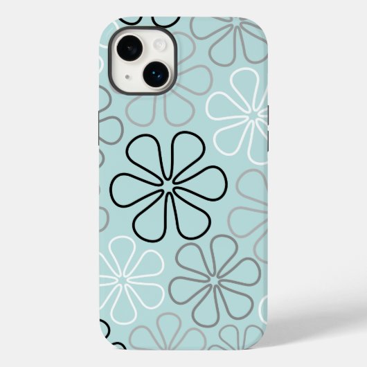 Abstracte grote bloemcontouren BWG + eendenei blau Case-Mate iPhone Case (Achterkant)