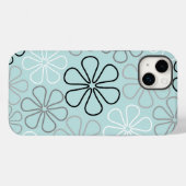 Abstracte grote bloemcontouren BWG + eendenei blau Case-Mate iPhone Case (Achterkant (horizontaal))