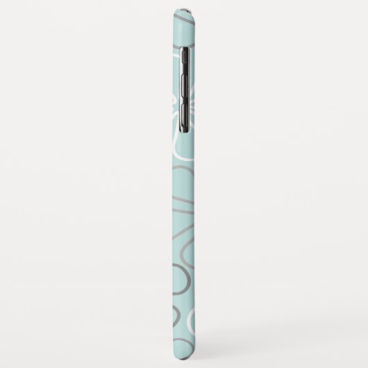 Abstracte grote bloemcontouren BWG + eendenei blau Case-Mate iPhone Case (Achterkant/links)