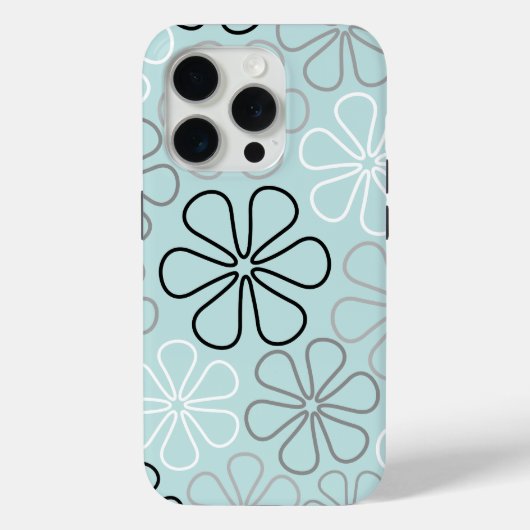 Abstracte grote bloemcontouren BWG + eendenei blau Case-Mate iPhone Case (Achterkant)