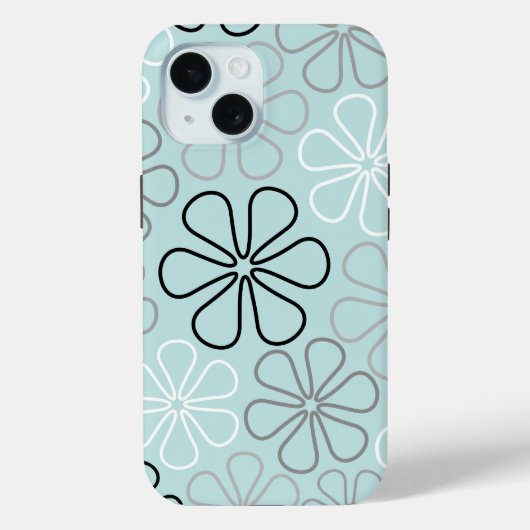Abstracte grote bloemcontouren BWG + eendenei blau Case-Mate iPhone Case (Achterkant)