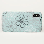 Abstracte grote bloemcontouren BWG + eendenei blau Case-Mate iPhone Case (Achterkant (horizontaal))