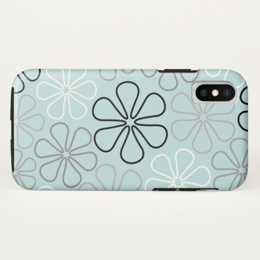 Abstracte grote bloemcontouren BWG + eendenei blau Case-Mate iPhone Case (Achterkant (horizontaal))