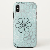 Abstracte grote bloemcontouren BWG + eendenei blau Case-Mate iPhone Case (Achterkant)