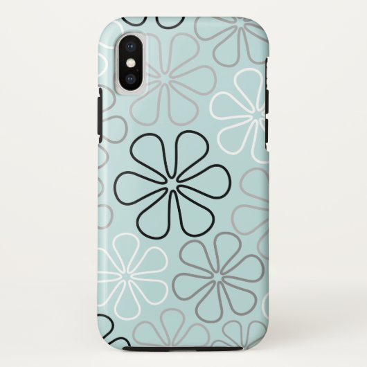 Abstracte grote bloemcontouren BWG + eendenei blau Case-Mate iPhone Case (Achterkant)