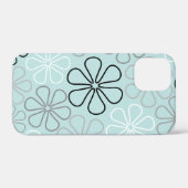 Abstracte grote bloemcontouren BWG + eendenei blau Case-Mate iPhone Case (Achterkant (horizontaal))