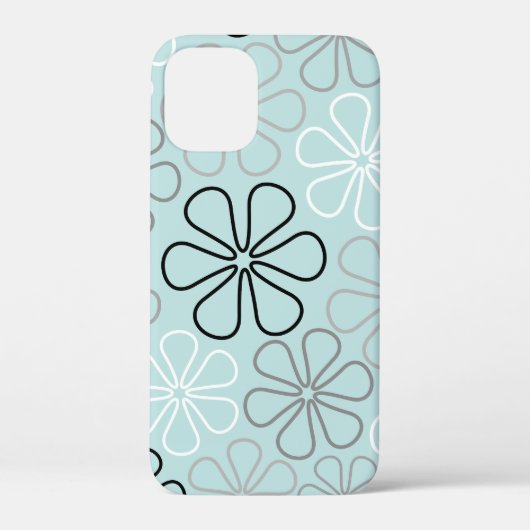 Abstracte grote bloemcontouren BWG + eendenei blau Case-Mate iPhone Case (Achterkant)