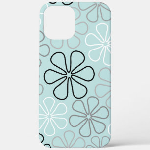 Abstracte grote bloemcontouren BWG + eendenei blau Case-Mate iPhone Case