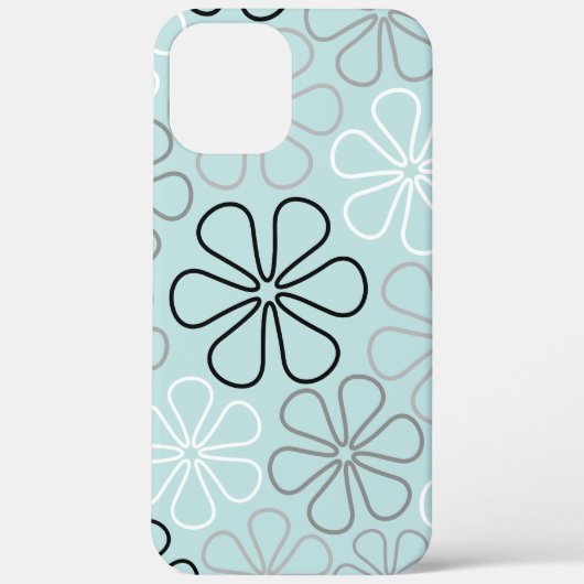 Abstracte grote bloemcontouren BWG + eendenei blau Case-Mate iPhone Case (Achterkant)