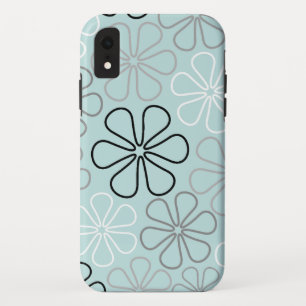 Abstracte grote bloemcontouren BWG + eendenei blau Case-Mate iPhone Case