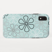 Abstracte grote bloemcontouren BWG + eendenei blau Case-Mate iPhone Case (Achterkant (horizontaal))